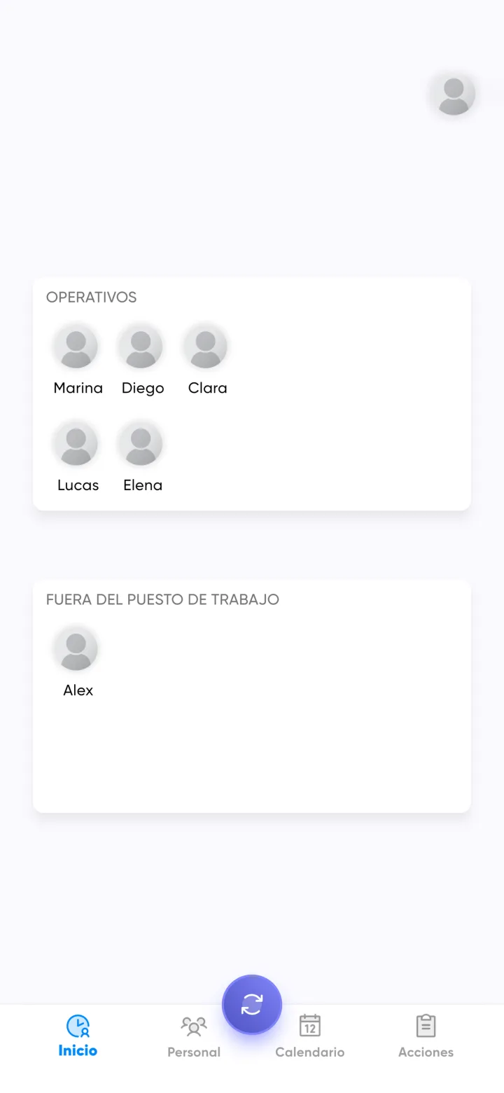 App Shift In, perfil profesional: Panel en directo
